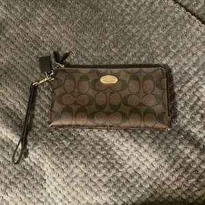 SOLD Coach Double Zipper Wristlet